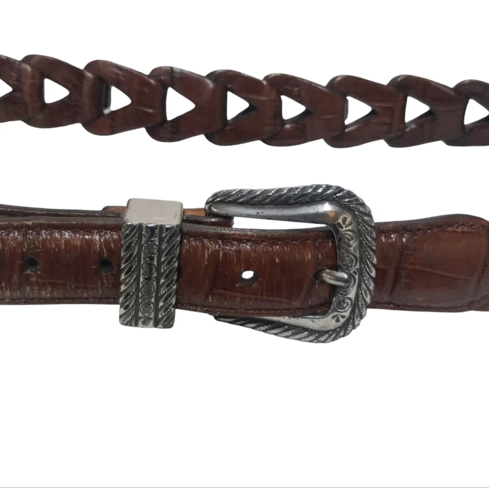 Vintage Brighton Women's Leather Linked Croc Print Belt size‎ 26 Small Western